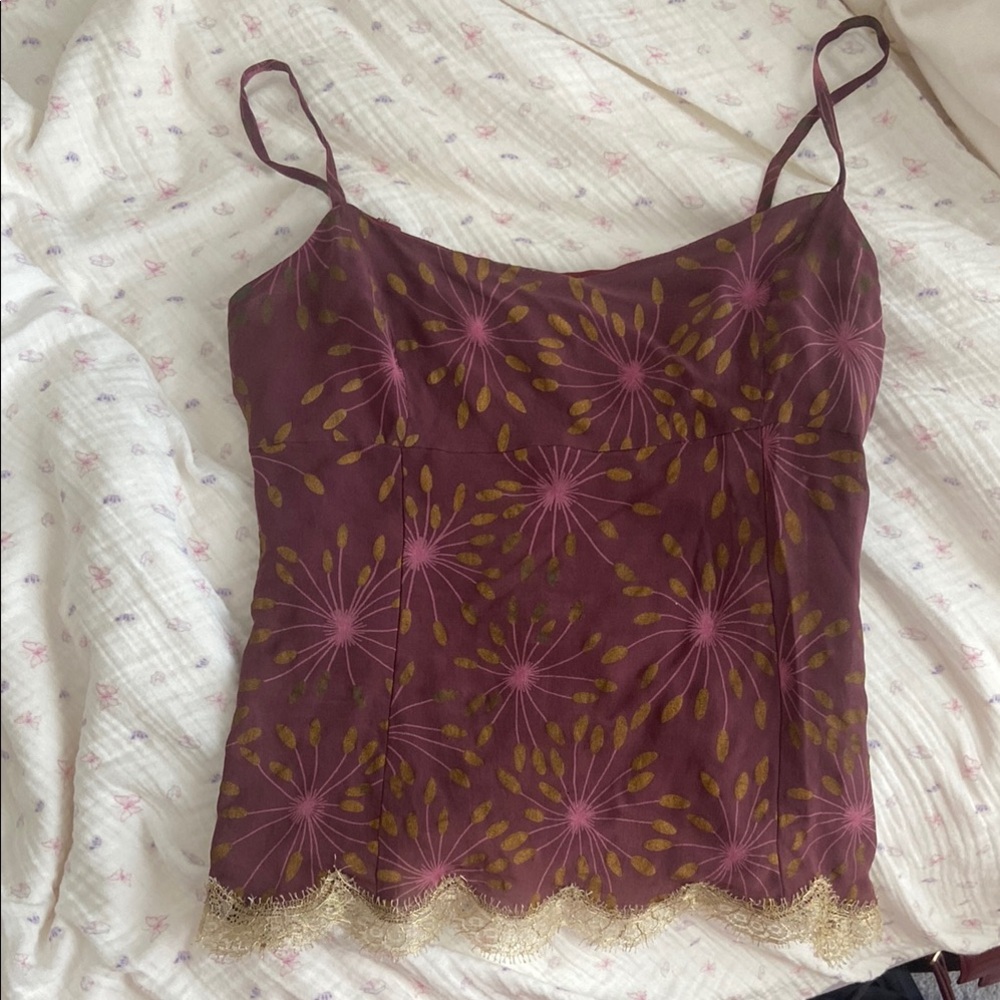 Anna Sui Purple Embellished Camisole Top